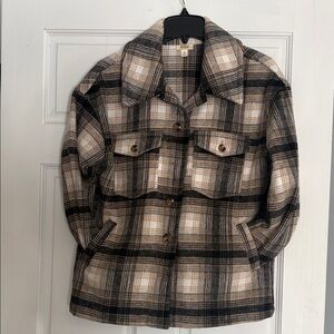 a.n.a Checkered Jacket in Black and Tan